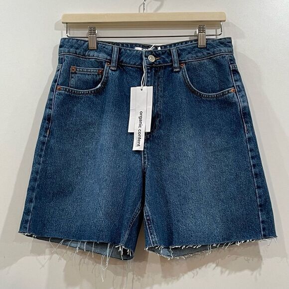 High Waist Raw Hem Denim Shorts, NA-KD, Size 10 (US), Size 40 (EU) - Picture 1 of 8